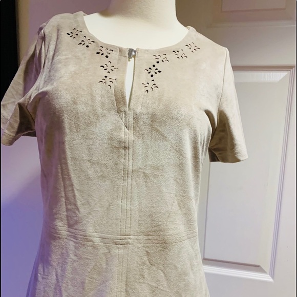 Tramontana faux suede beige dress size M - Picture 2 of 7